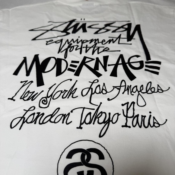 Stussy White Tee with Black Graphic - Picture 2 of 4